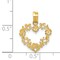 14K Yellow Gold Flower Heart Charm Floral Love Pendant! Jewerly 19mm x 15mm